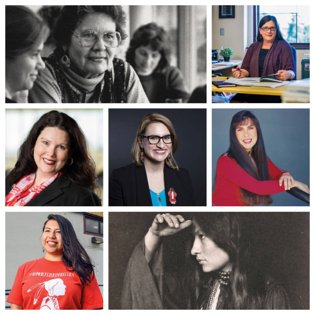 Native American Women who are former debaters in a tiled collage