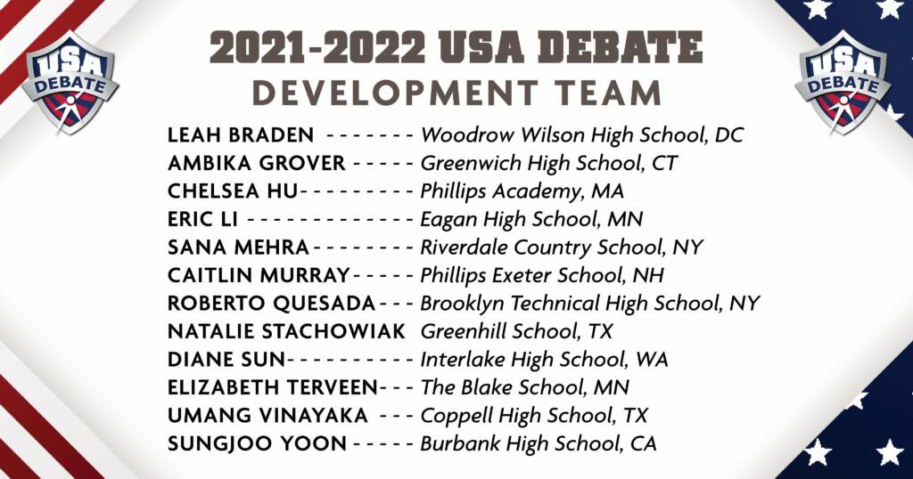 USA Debate Team Members