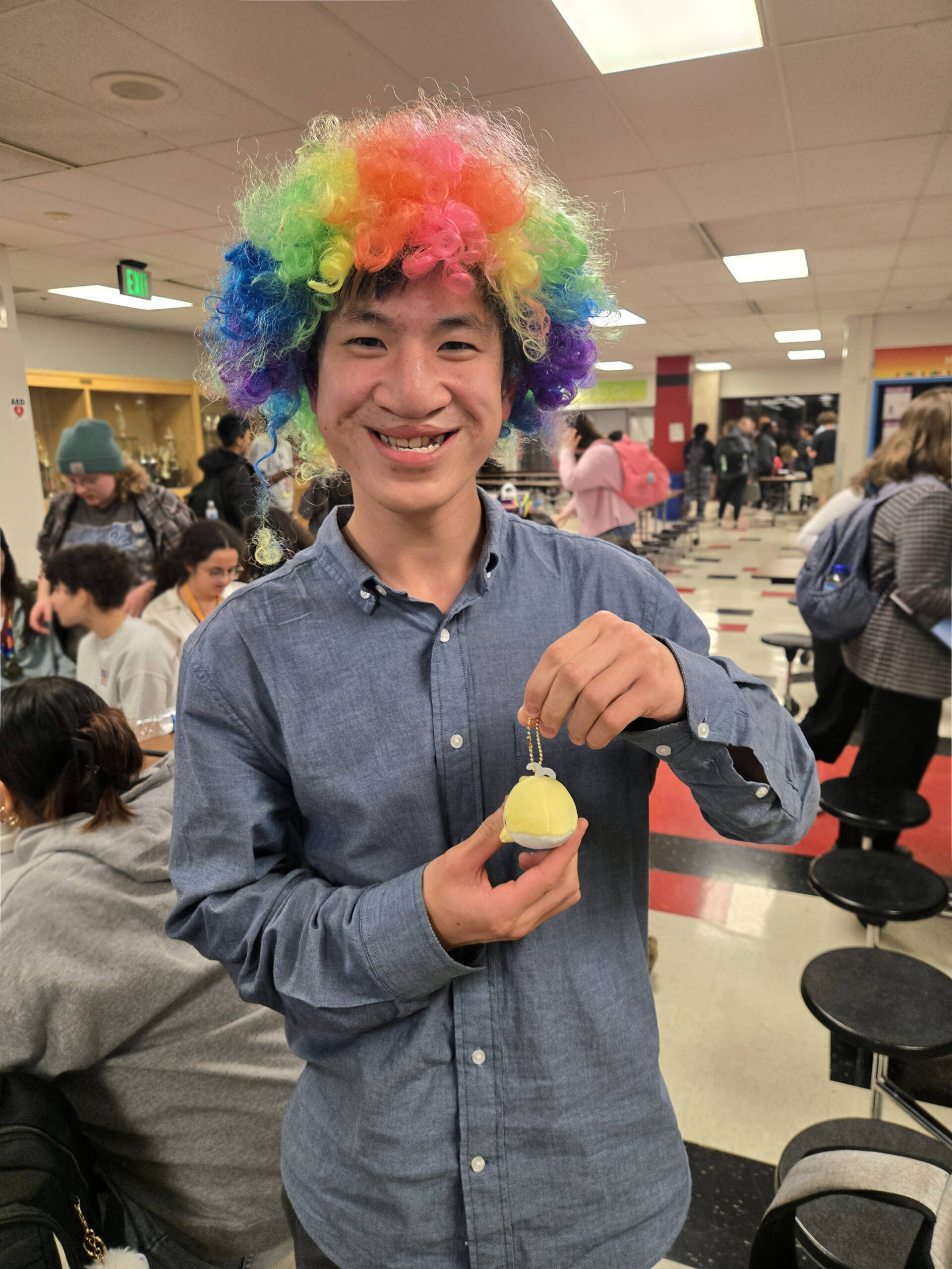 Debater with colorful wig
