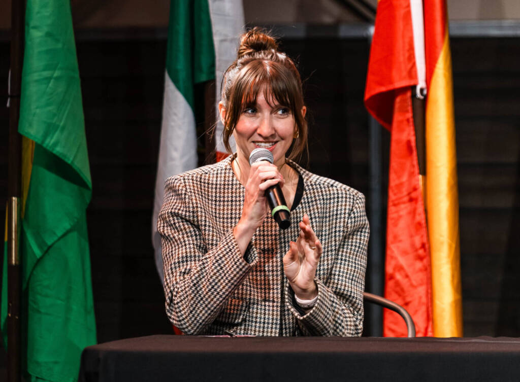 Molly Coleman speaks about debate at the Mayors Challenge.