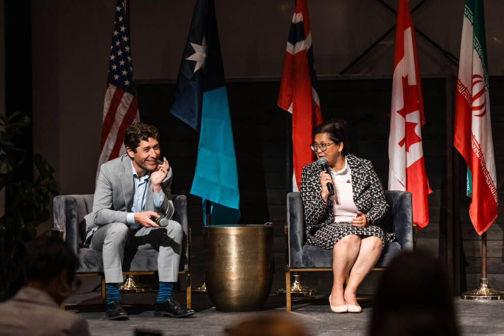 Mayor Jacob Frey and Mayor Kaohly Her onstage with MNUDL students.